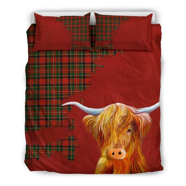 Tartan Scottish Highland Cow Bedding Set H4