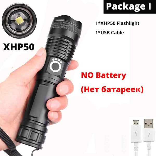 Brightest xhp70.2 High Powerful Rechargeable LED Flashlight