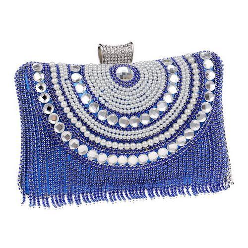 Diamonds Beaded Metal Clutch