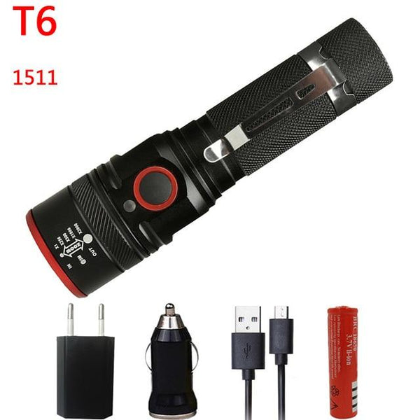 Police Tactical USB Rechargeable Led Flashlight XM L2 U3 5000L