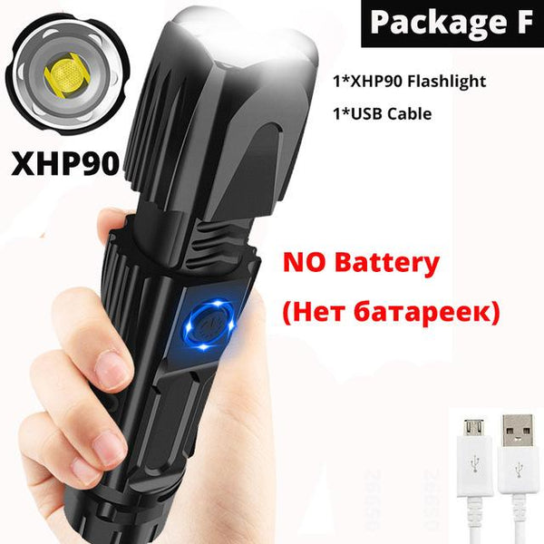 Brightest xhp70.2 High Powerful Rechargeable LED Flashlight