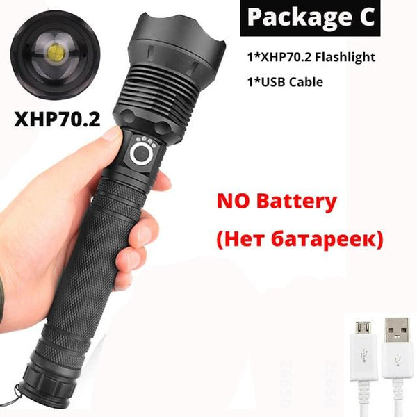 Brightest xhp70.2 High Powerful Rechargeable LED Flashlight