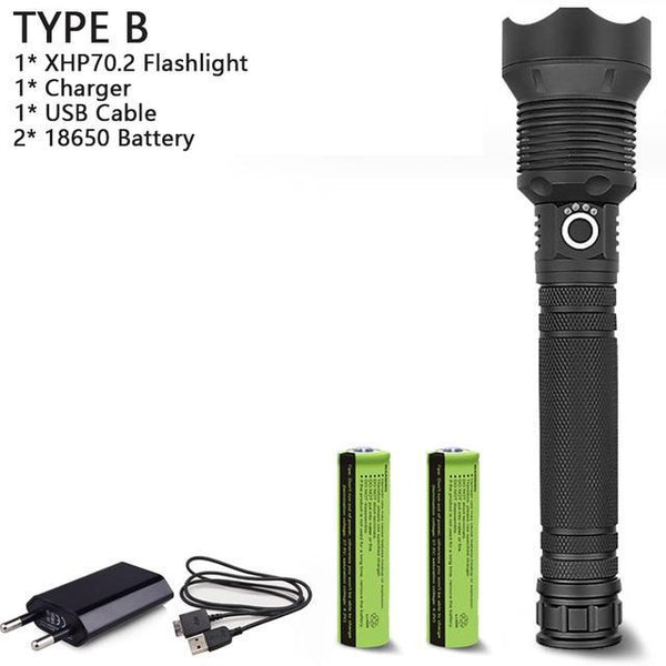 18000 Lumens XHP70.2 LED Flashlight