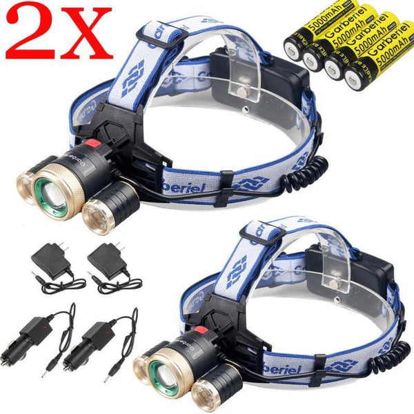 Zoomable Headlamp 3x T6 LED Headlight Head Light 18650 Flashlight Torch