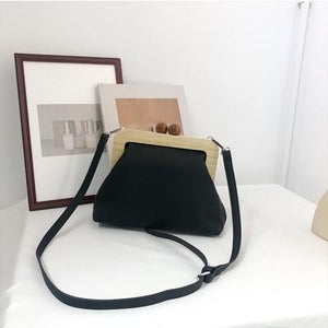 Retro Style Leather Clip Bag